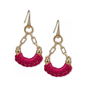 PATRICIA NASH Fidelia Wrapped Leather Earrings in Fuchsia/Antique Gold - NIB
